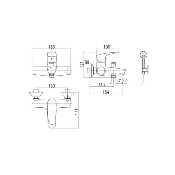 Смеситель для ванны Rav Slezak Amur AM754.5/1 Хром